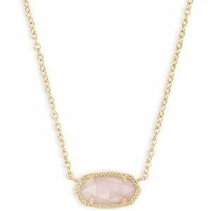 NWOT Kendra Scott Elisa Pendant Necklace Rose Quartz 14K Gold-Plated